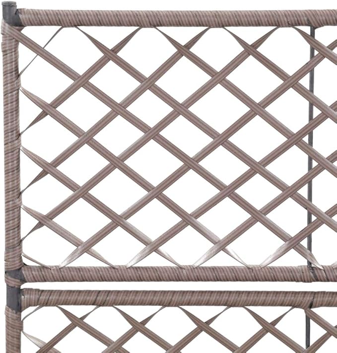 Garden Trellis Raised Bed with 2 Pots Lattice Panels Freestanding Poly Rattan Plant Raised Bed for Outdoor Climbing Planting Yard Patio Decoration Brown 22.8 x 11.8 x 42.1