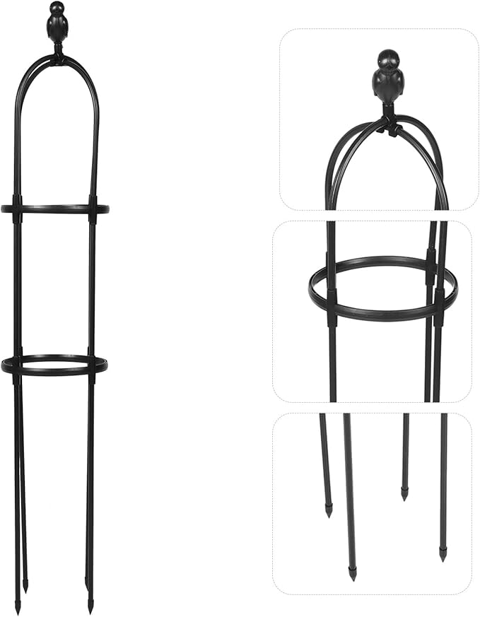 Veemoon Decorative Plant Trellis Climbing Rack for Indoor Outdoor Vines 25cm Diameter Black Metal Frame 120cm Height Sturdy Garden Climbing Plant Support
