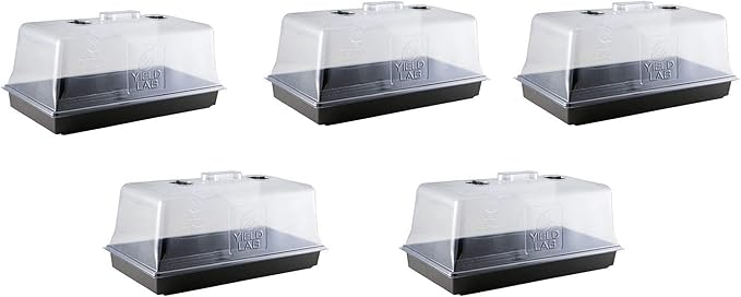10x20 Humidity Dome with Plant Propagation Trays – 5 Pack - Clone Tray with Humidity Dome for Gardening Seedling Microgreens Germination Cloning Soil and Hydroponic Horticulture