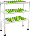Hydroculture System 108 Planting Places 3 Floors Vertical Hydroponics Growing System Indoor Hydroponics Plant for Herbs Salad Vegetables with Timer &amp Pump White