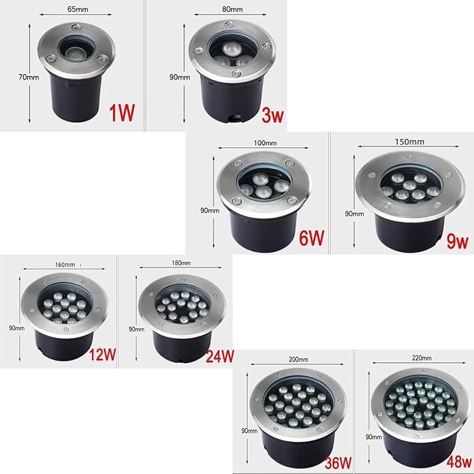 Underground Light LED - AC Embedded LED Spotlight IP67 Waterproof Ultra-Thin Underground Lighting Source Suitable for Outdoor Terraces Staircase Landscape LWarm White 9W