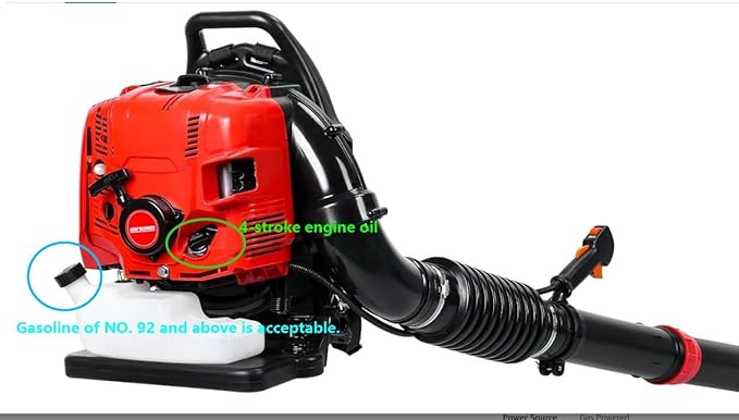 4-Cycle High Power Gas Backpack Leaf Blower5HP - 75.6CC Engine 750CFM Tornado-Like Airflow Adjustable Speed Ergonomic Design for Effortless Leaves Snow and Debris Cleanup