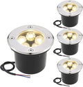 4PCS Landscape Lights - 5W Outdoor Buried Lights Round Garden Floor Lamp IP67 Waterproof Spotlight LED Path Light Walkover Outdoor Decorative LED Spotlights(Natural Light24V)