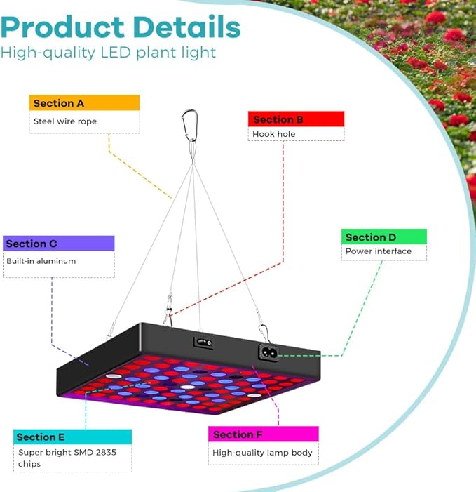 100W Indoor Grow Planting Lamps AC100-277V Full Spectrum Red Blue Hydroponic Seedling Growth Lights 81s Indoor Fruit Flower Planting Lighting UV/IR Red and Blue Lamp Hydroponic Potted Moss US Plug
