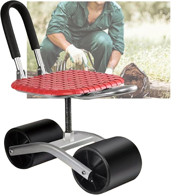 Adjustable 360° Swivel WorkseatRolling Garden Work Seat with WheelsOutdoor Gardening Carts withFoldable Storage for Lawn Yard(Black)