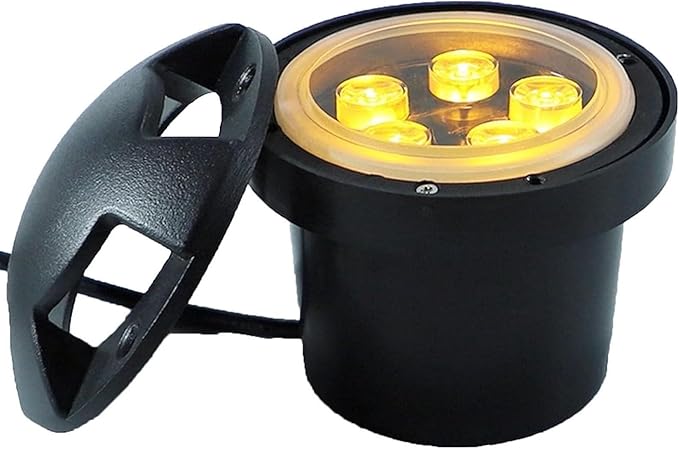 Garden Landscape Lights - AC85-265V Outdoor Underground Lamp IP66 Waterproof 4 Sided Glow Round Decking Lighting Outdoor Recessed Spot Light Ground Landscape Lights(Yellow9W(AC85-265V))