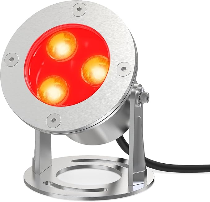 9W LED Underwater Pond Lights Red Lighting Works with 12V AC/DC Stainless Steel Light Fixture with IP68 Waterproof Rating Suitable for Ponds Waterfalls Patio &amp Garden Outdoor Landscape Lighti
