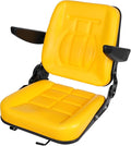 Universal Tractor Seat Forklift Lawn Mower Seat w/Armrests &amp Adjustable Backrest 30 ° -180 ° for Mowers Dozers Aerial Lifts Floor Scrubbers (Yellow)
