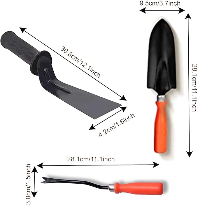RK_Enterprises Garden Tool Set - 3 Pcs (Small Trowel 2 Inch Khurpi Weeder) | Terrace Gardening Accessories| Tools Kit for Home Gardening | Essential Farming Spade Shovel for Gardening | Tool Kit