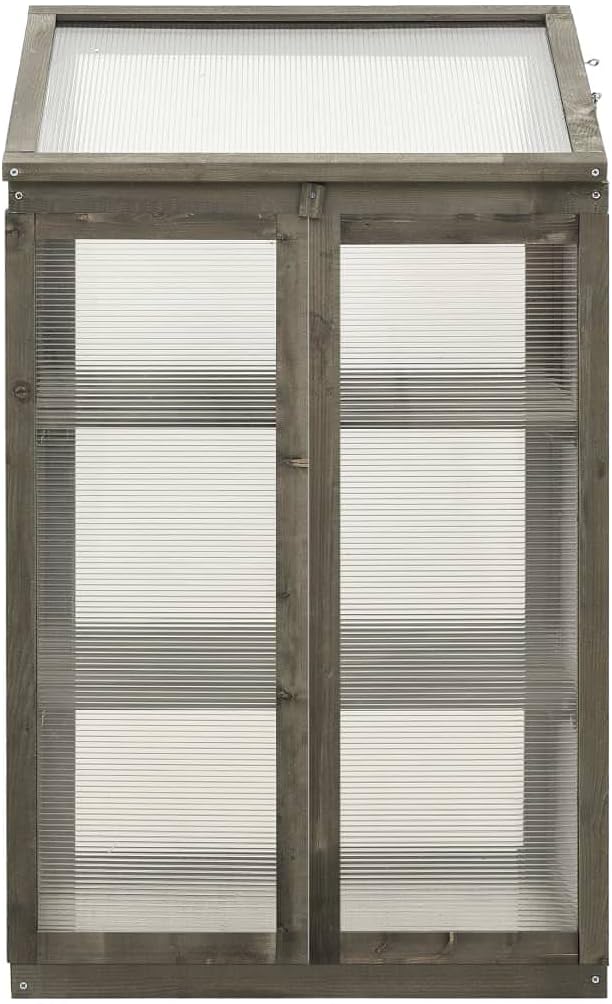 Wooden Garden GreenhouseWood Raised Plants Bed Raised Flower Planter Box Garden Wood Cold Frame Greenhouse Flower Planter Gray 23.6x17.7x39.4 Firwood-681