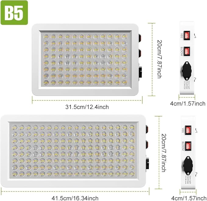 500W LED Full Spectrum Plant Lights AC110V UV IR Indoor Grow Fill Lamp Sunlike Veg/Bloom Modes Seeds Cultivation Lighting Red Blue Potted Flower Succulent Greenhouse Tent Hydroponic with Hook US Plug