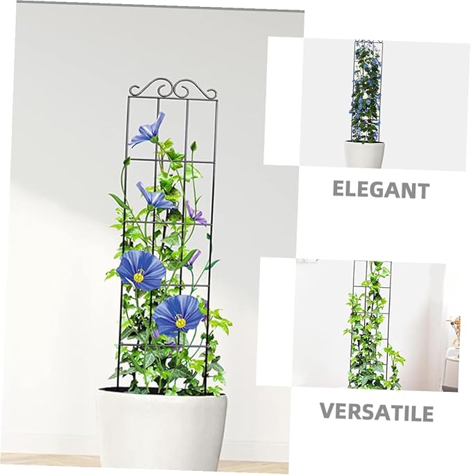 GLEAVI 4pcs Black Metal Climbing Vine Fixer Plant Support Frame Trellis for Indoor Outdoor Garden Potted Plants 50x15cm