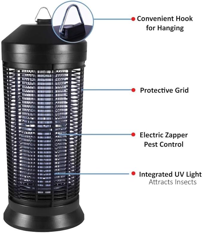 SereneLife Electric Bug Zapper - Fly &amp Mosquito Killer Insect Eliminator or Flying Bug Trap Electronic Lamp Plug in with UV Light for Home Indoor and Outdoor Use - (PSLBZ42)