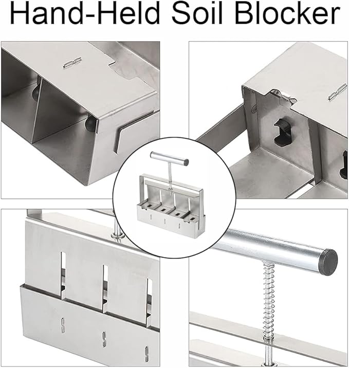 tooloflife Hand-Held Soil Blocker Soil Block Maker Seed Blocker for Seed Starting Garden Plants Block Maker Starting Tool