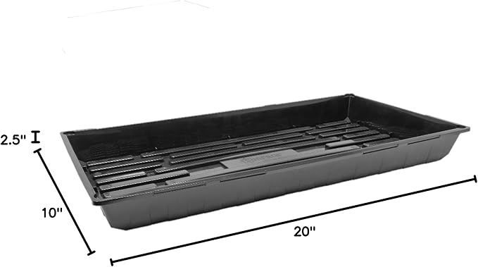 SUNPACK 10 x 20 Quad Thick Plastic Seed Starting Tray Black 2.5 (Pack of 10) - No Drainage Holes Perfect for Greenhouse or Indoor Gardening - Ideal for Seedlings and Cuttings