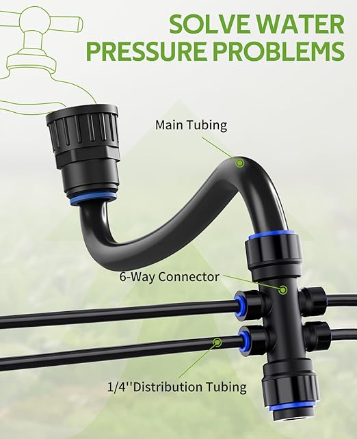 HIRALIY 100FT Automatic Drip Irrigation Kits with Garden Timer Garden Watering System for Patio Lawn Quick Connector Design Irrigation System Kit with Easy Programmable Water Timer