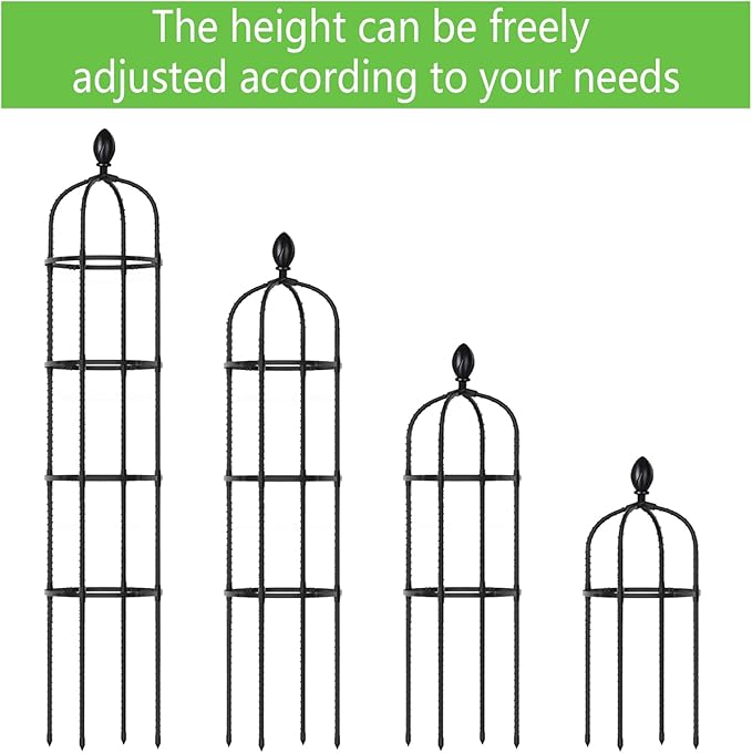 2 Pack 6Ft Tall Garden Obelisk Trellis for Climbing Plants Outdoor Rustproof Plant Trellis Garden Tower Trellis for Potted Plant Climbing Flowers Vegetable Cucumber Trellis