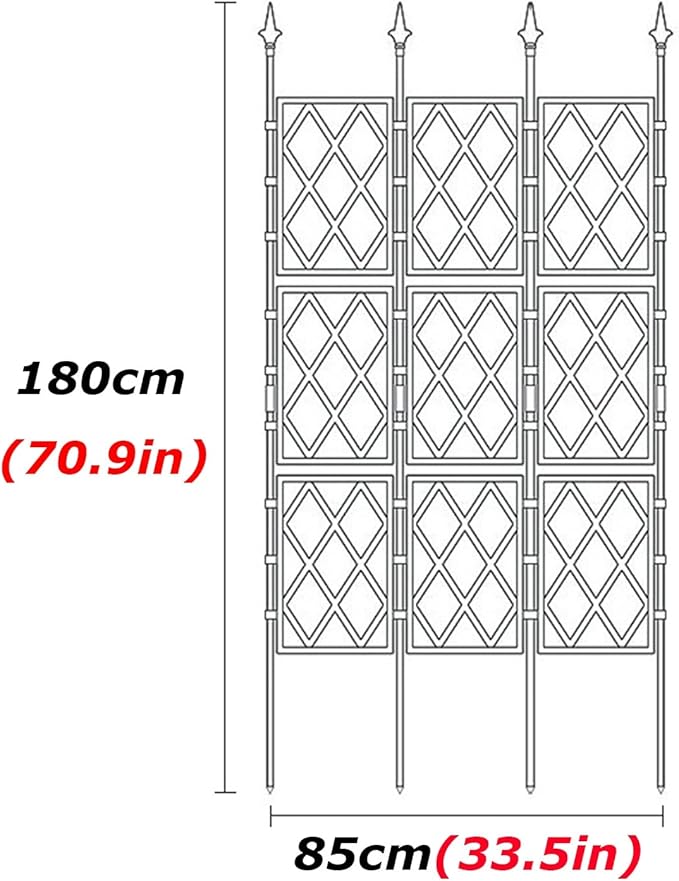 Outdoor Garden Trellis with PE Coated Steel Pipe Metal Plant Trellis Fence for Potted Plants Climbing Plants for Outdoor Patio Lawn Yard Backyard Wall Decoration(85x180cm)