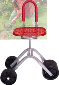 Foldable Gardens Cart with SeatRolling Gardening Stool with Adjustable 360° Swivelfor Lawn Yard(Red)