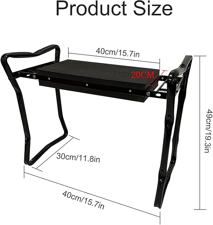 Folding Kneeler Garden Kneeler Garden Kneeler seat with Handles|2 in 1 Foldable Garden Stools with Tool Pouches|Suitable for Outdoor Work and Gardening (Color : Red) (Black)