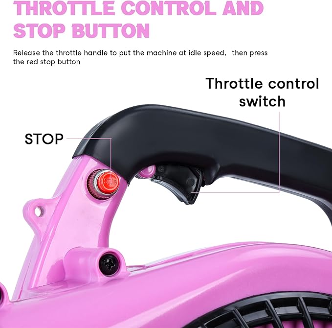 Handheld Gas Leaf Blower 2-Stroke Gas Powered Leaf Blower 26cc Gasoline Grass Sweeper Powerful Clearing Blower for Lawn Care Snow Blowing &amp Yard Cleaning (Pink)