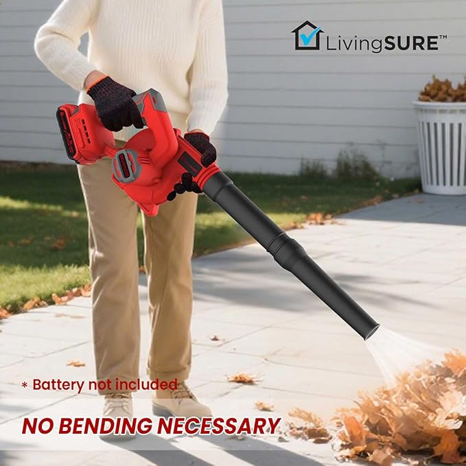Cordless Compact Leaf Blower Vacuum by LivingSURE Lightweight Electric Handheld Blower for Lawn and Leaf Care Patio Cleaning Dust Cleaner - Battery Not Included