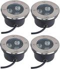 4-Pack Ultra-Thin LED In-Ground Lights IP67 Waterproof Outdoor Recessed Floor Lighting 3W LED Beam Spotlight for Garden/Yard/Patio Landscape Lighting(Blue3W(220V))