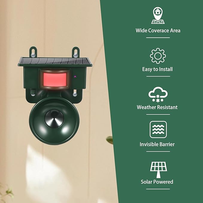 2026 Solar Ultrasonic Bird Repellent Devices Bird Deterrents for Outside Pigeon Repeller Outdoor Animal Repellent Outdoor to Keep Pigeon Woodpecker Out of Balconies Patio Garden Farm