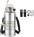 1.5Gal Stainless Steel Pump Up Sprayer Reinforced Hose Hand Pump Sprayer with Pressure Gauge&ampSafety Valve Adjustable Nozzle Suitable for Gardening (1.5 Gallon)