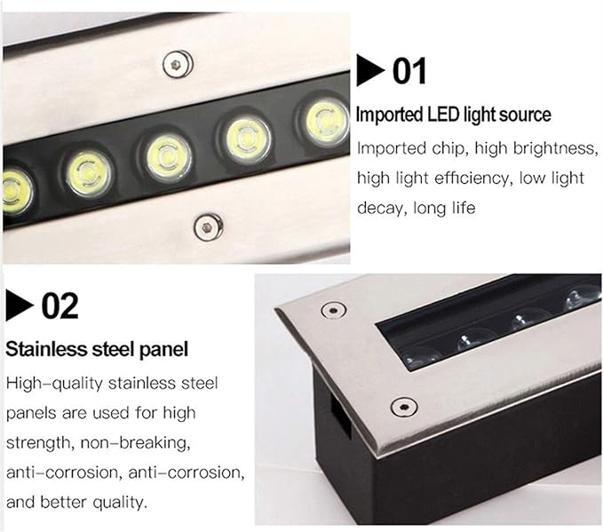 Outdoor Underground Light - Recessed LED Spotlight Linear In Ground LED Light Long Strip LED Landscape Light Tempered Glass IP67 Waterproof Underground LightYellow Light 18W