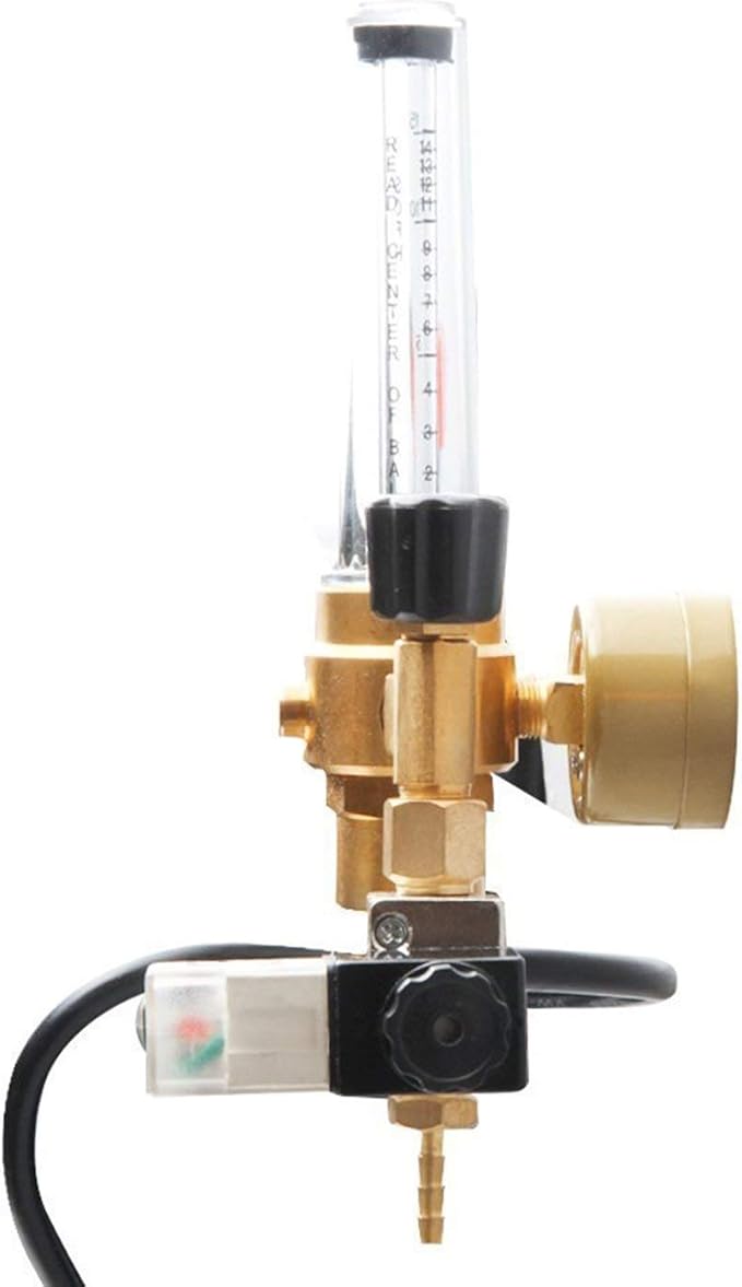 CO2 Regulator by Carbon Accelerator for C02 Tanks - Gauge for Pressure and Flow Meter with 120v Plug for Solenoid Valve for Grow Rooms Tents and Works with PPM Controllers and Timers