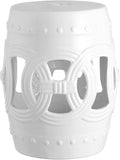 Decorative Garden stools Decorative Ceramic Garden Stool Hollow Out Laicai Copper Money Round Stool Suitable for Living Room Balcony Garden Etc(White)