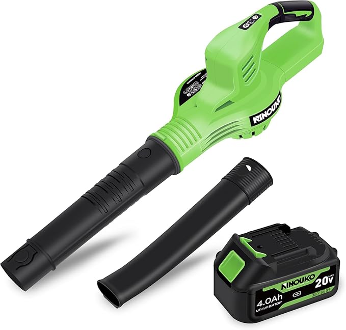 Leaf Blower Cordless 20V Electric Cordless Leaf Blower with 4000mAh Battery and Charger 2 Speed Modes Lightweight Battery Powered Leaf Blowers for Lawn Care Patio Blowing Leaves and Snow