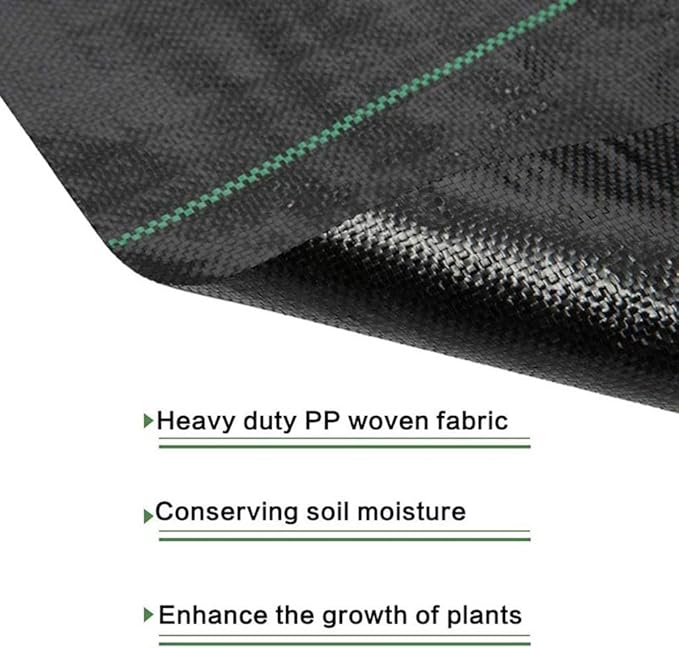 Black Grass Cloth Weed Barrier Woven Grass Cloth for Garden Agricultural Plastic Mulch Thicker Orchard Garden Weeds Control Fabric(1X5m 375g)