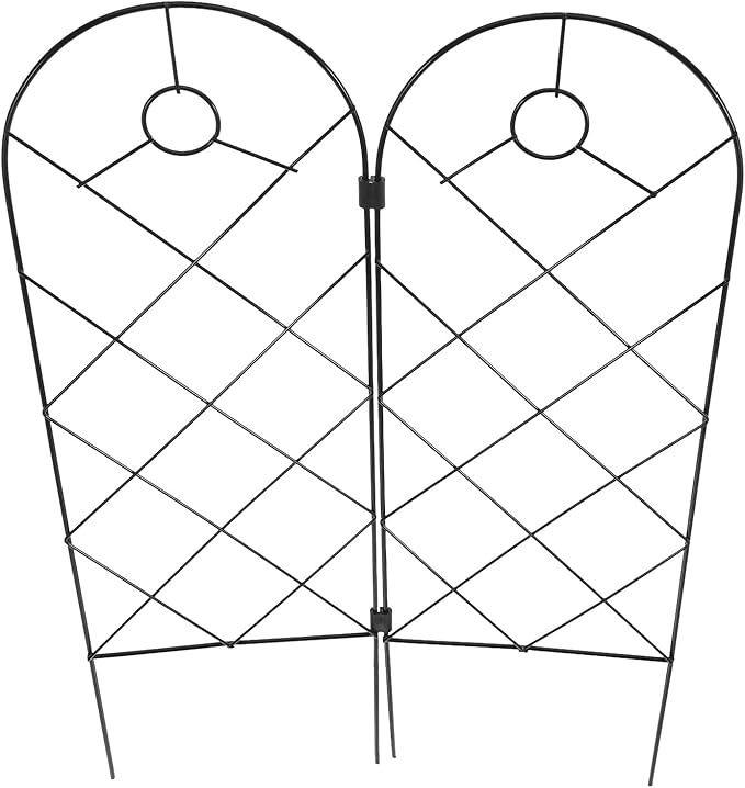 DOITOOL 2pcs Foldable Iron Garden Trellis Plant Climbing Frame Supports for Indoor Outdoor Potted Plants Vine Holder Support Structure