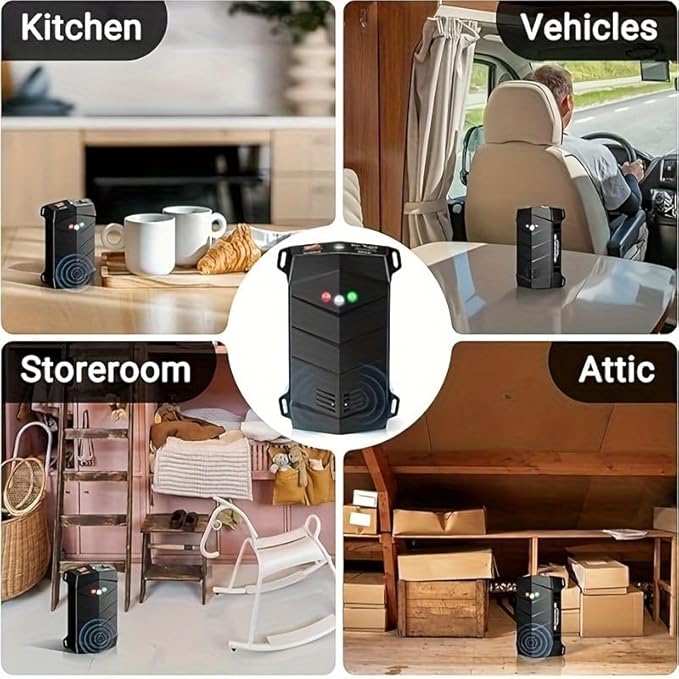 Ultrasonic Rodent Repellent for Car Engine 1 Pack Mouse Repellent – Battery Powered Under Hood Mouse Repeller with Upgraded Flashing Strobe Light Keep Mice Out of Car RV Garage Room