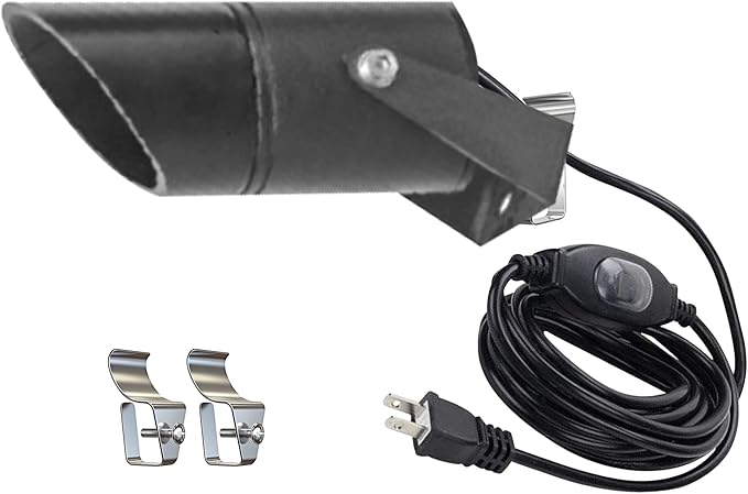 Kiven Plug in LED Indoor/Outdoor Waterproof Spotlight Porch Light with 9.84 FT Plug-in Cord 10W Black Plug in Accent Light with Vinly Siding Hooks for Plants Porch Garden(Warm White)
