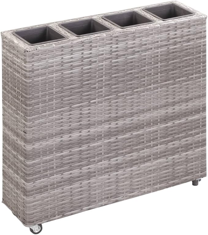 Products for Backyard Patio Balcony Raised Planter Rack Raised Garden Beds Garden Raised Bed with 4 Pots 31.5x8.7x31.1 Poly Rattan Gray