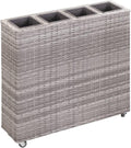 Products for Backyard Patio Balcony Raised Planter Rack Raised Garden Beds Garden Raised Bed with 4 Pots 31.5x8.7x31.1 Poly Rattan Gray