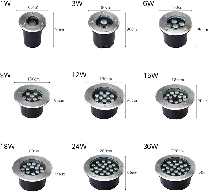 IP66 Waterproof Outdoor Buried Lights - Recessed Garden Spotlight for Patio Deck Pathway &amp Fence - 1W Embedded Underground Light (Yellow AC85-110V)