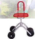 Garden Stool with Wheels36-48cm Adjustable HeightRolling Gardening Cart Bearing 150kgfor Orchards Farms Home(Red)