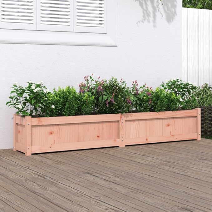 Raised Garden Bed Wooden Planter Box 70.9 x 12.2 x 12.2 Outdoor Garden Planters Solid Douglas Wood Raised Planter for Vegetables and Flowers