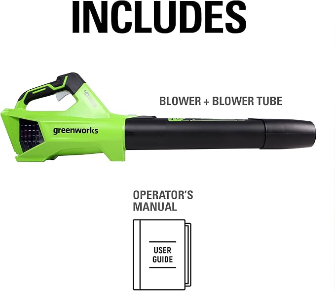 Greenworks 40V (120 MPH / 450 CFM / 75+ Compatible Tools) Cordless Axial Leaf Blower Tool Only
