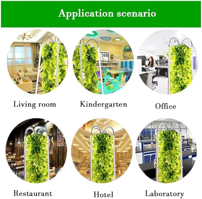 Hydroponics Growing Set with LED Grow Light Hydroponics Growing System Column-Type Water Mist Cultivation Fan-Shaped Water Distribution Design for Fruits(White)