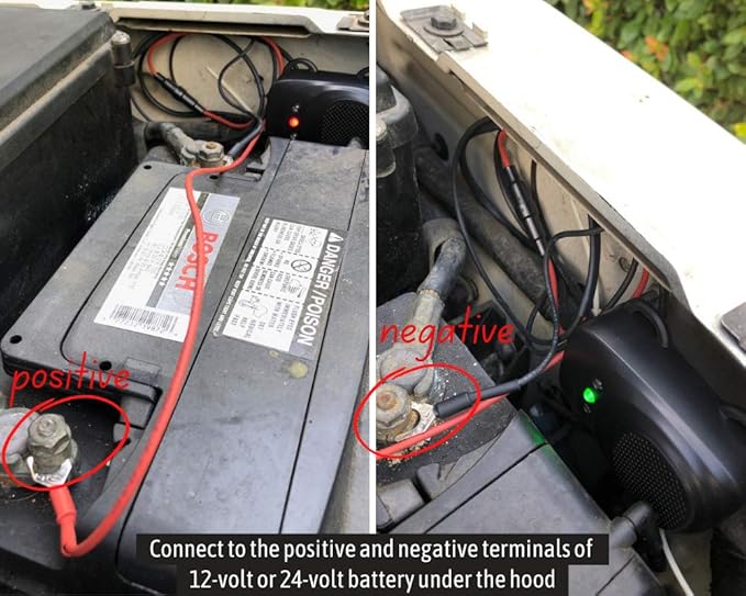 Car Rodent Repellent Ultrasonic Under Hood Animal Repeller Mouse and Rat Deterrent with LED Strobe – Engine Bay Pest Control Device for 12V 24V Vehicle Automobile Truck RV