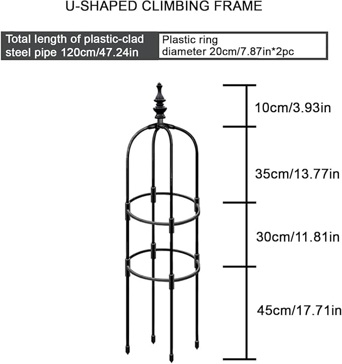 Trellis for Climbing Plants Outdoor3/4/5Ft Tower Garden Obelisk Trellis with Twist TieMetal Potted Plant Climbing Support for Indoor Outdoor Flowers Vegetable Fruits Vines Support (4FT)