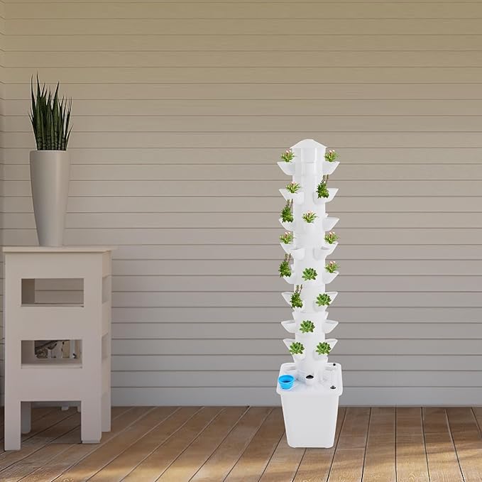 45 Pods Hydroponic Tower Growing System Vertical Garden Home Hydronic Garden with Water Pump Water Circulation Plants Germination Kit for Indoor Herbs Fruits &amp Vegetables