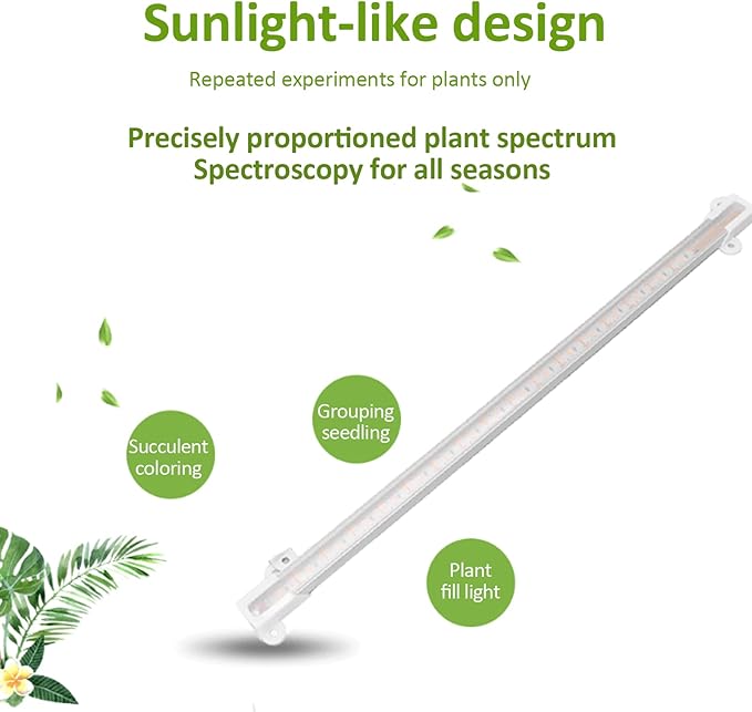Solar Grow Lights for Outdoor Indoor Plants LED Grow Light Strip Plant Growing Lamps with 1-10 Level Control Switch for Balcony Greenhouse Herbs Vegetables Flowers(10W)