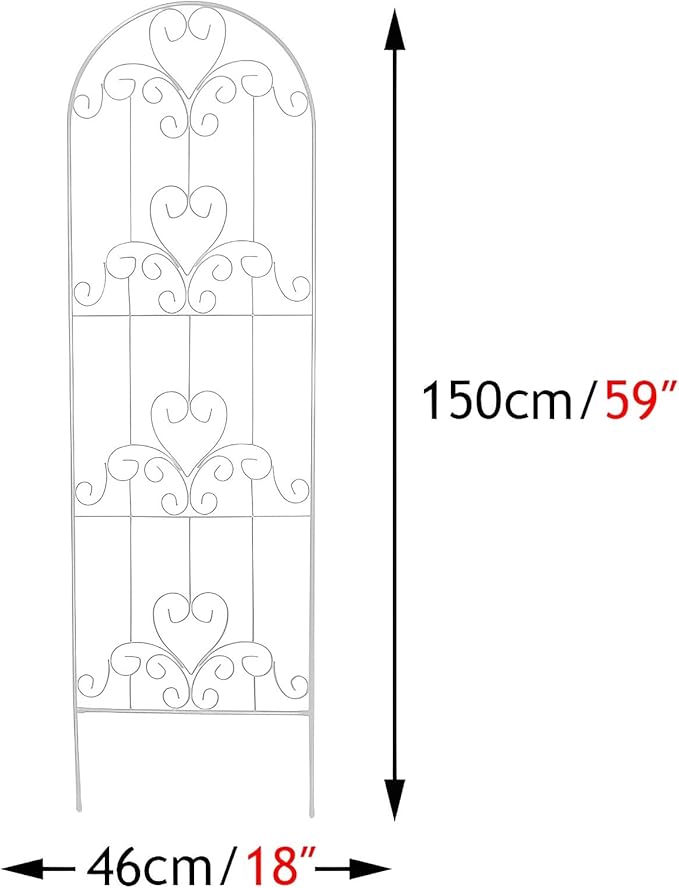 Metal Garden Trellis 59x18″ Climbing Plant Trellis Climbing Rose Garden Trellis Plant Support Stakes for Lawn Backyard Patio White