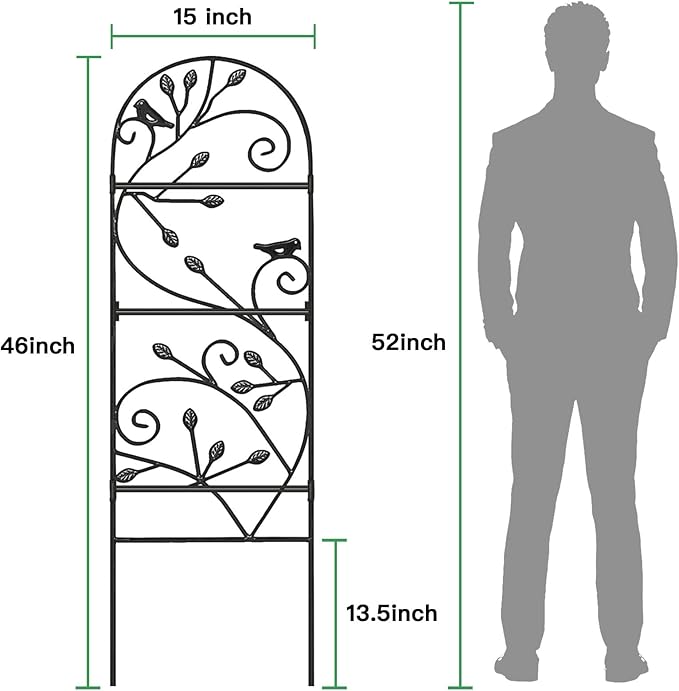 Amagabeli 4 Pack Garden Trellis for Climbing Plants Outdoor 46 x 15 Rose Wrought Iron Trellis for Vine Vegetable Flower Ivy Cucumber Decorative Trellis Black